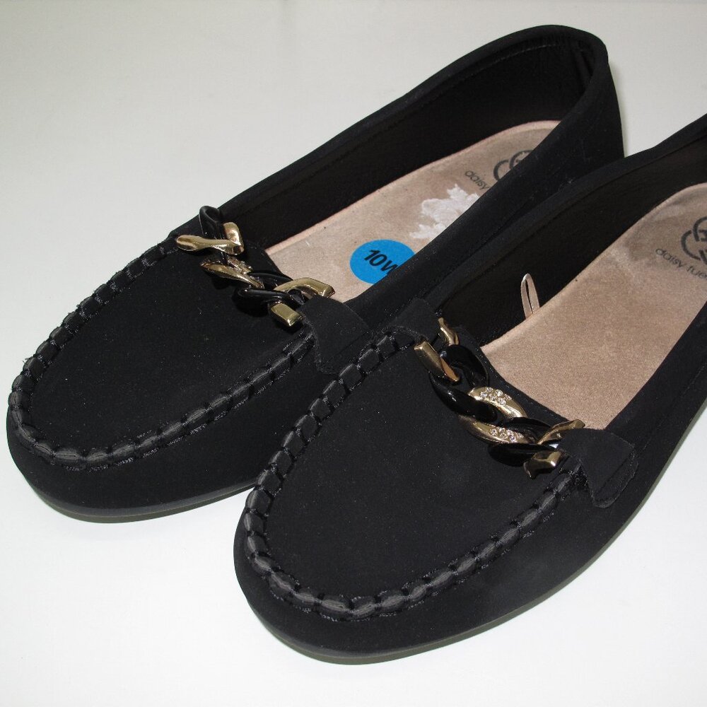 Daisy Fuentes Black Moccasin Loafers – Size 10W